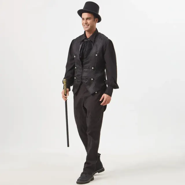 detalle de Disfraz de chaleco de frac jacquard gótico medieval para hombre 14