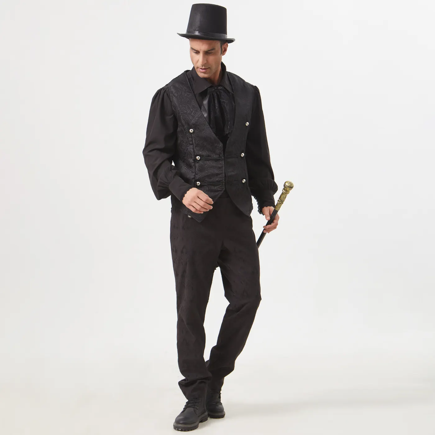 Men's Medieval Gothic Jacquard Tailcoat Vest Costume detail 16