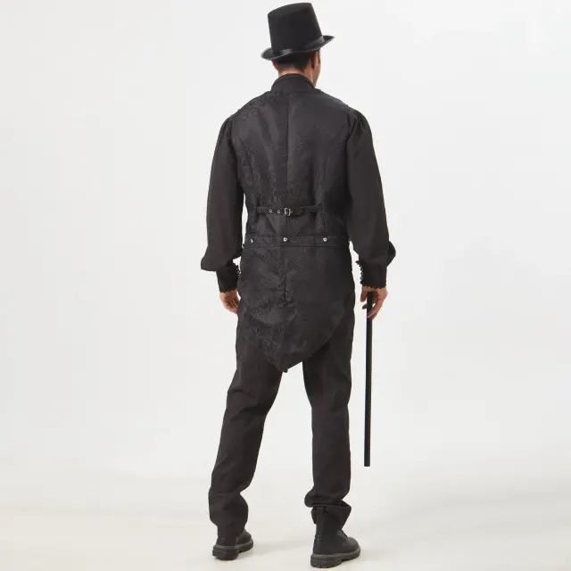 detalle de Disfraz de chaleco de frac jacquard gótico medieval para hombre 17