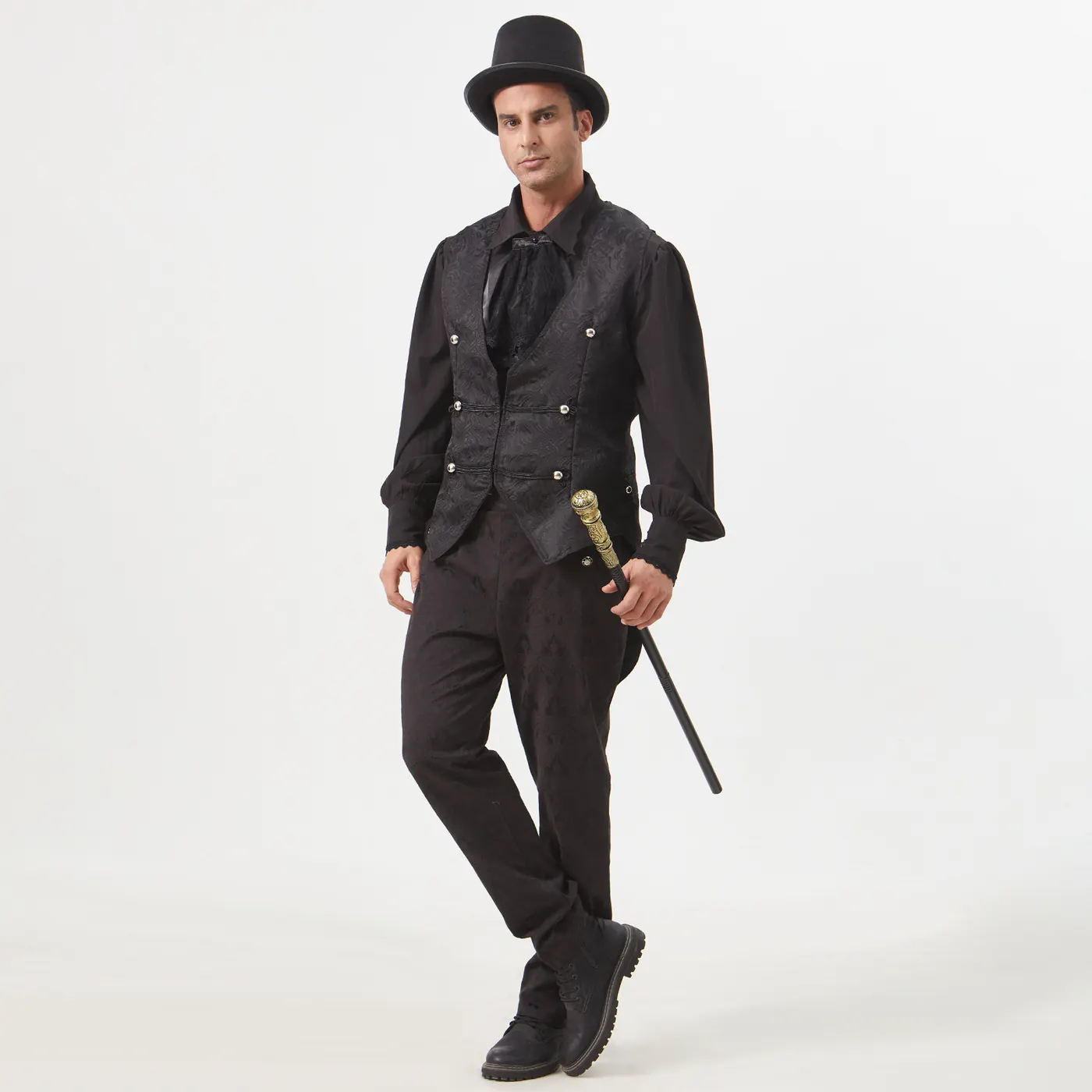 Men's Medieval Gothic Jacquard Tailcoat Vest Costume detail 18