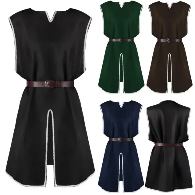 Men's Medieval Halloween Pullover Robe with Optional Belt detail 1