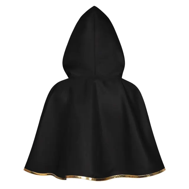 Men's Medieval Hooded Cape with Gold Trim for Halloween Cosplay Stage detail 7