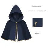 Hooded Gold-Trim Cape - Blue