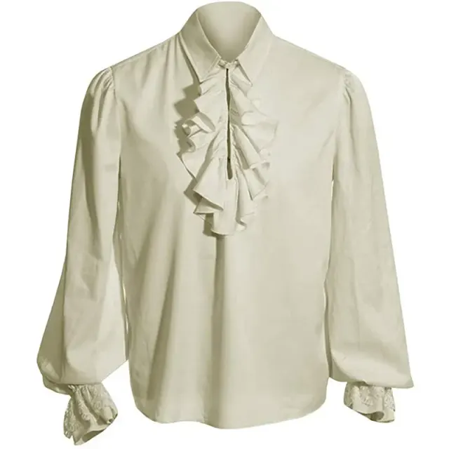 Men's Medieval Jacquard Cosplay Costume Set with Shirt & Pants detail 15