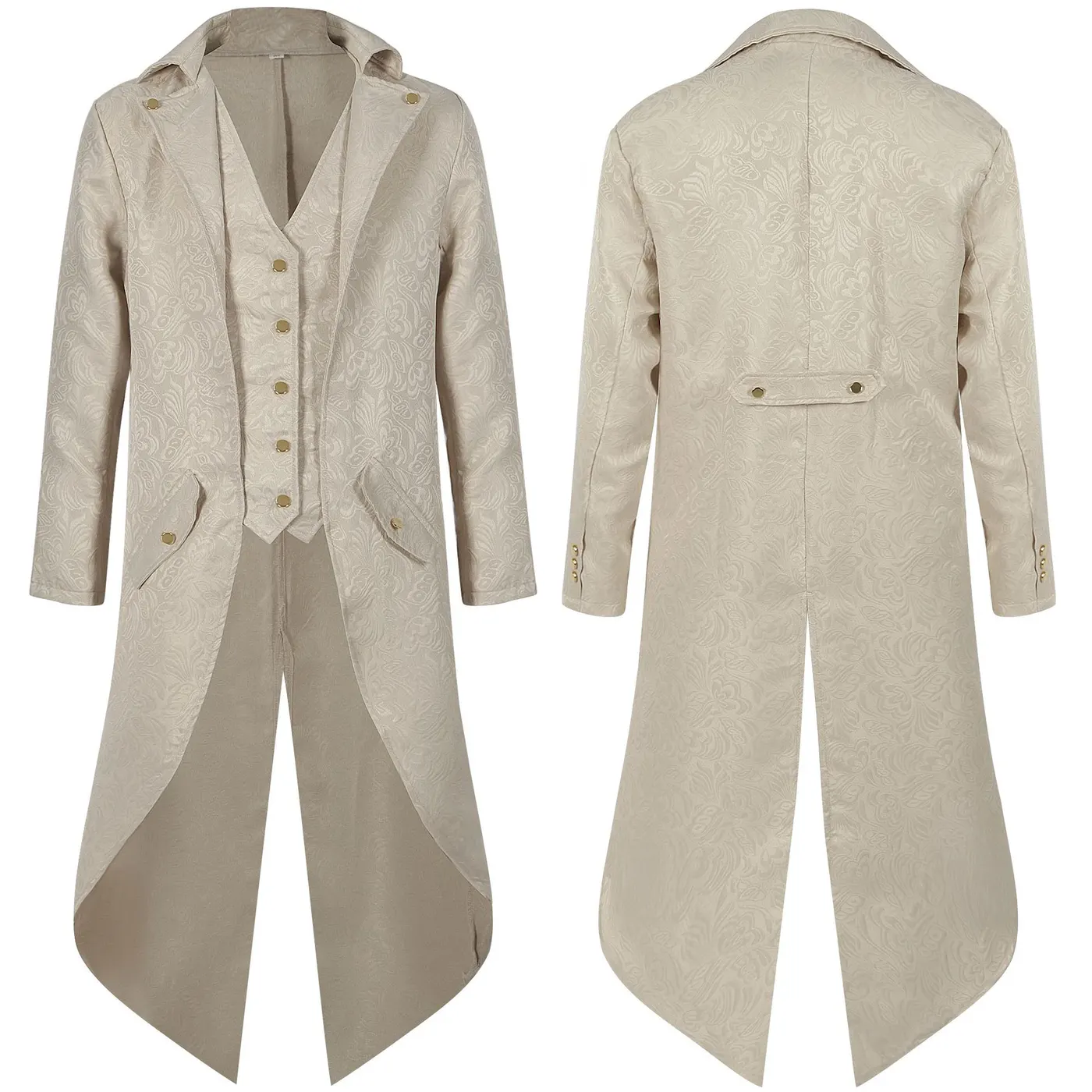 Unisex Medieval Jacquard Punk Tailcoat for Stage Wear detail 15
