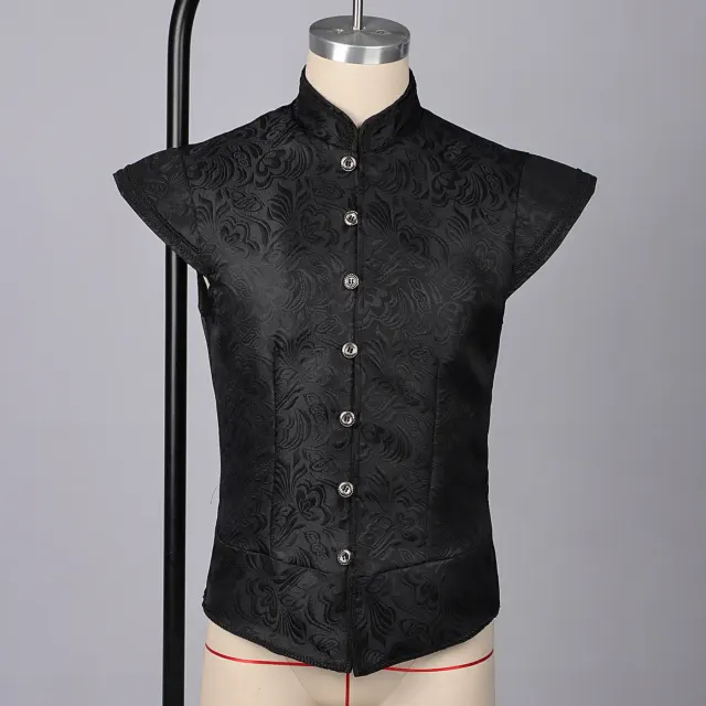 Men's Medieval Jacquard Short Vest Halloween Cosplay Costume detail 1