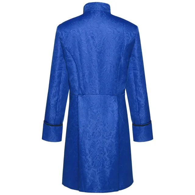 Men's Medieval Jacquard Stand-Collar Long Coat for Cosplay detail 5