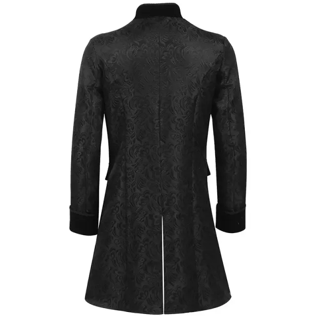 Men's Medieval Jacquard Stand-Collar Long Coat for Cosplay detail 9