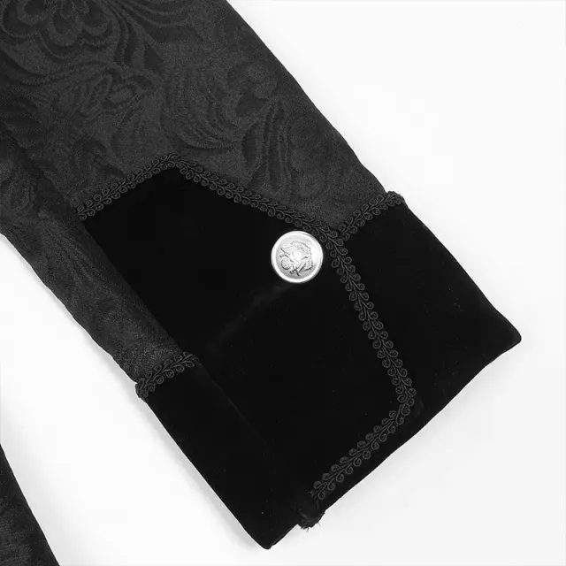 Men's Medieval Jacquard Stand-Collar Long Coat for Cosplay detail 13