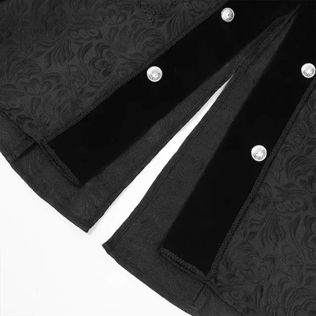 Men's Medieval Jacquard Stand-Collar Long Coat for Cosplay detail 14