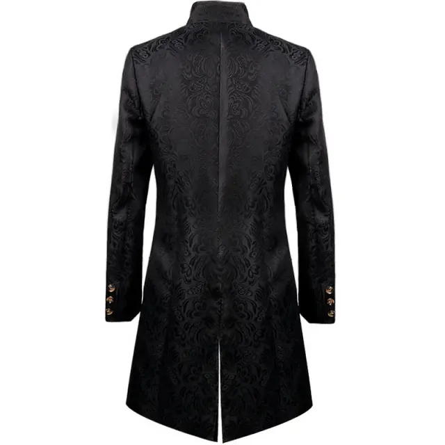 Men's Medieval Jacquard Stand-Collar Long Coat for Cosplay detail 17