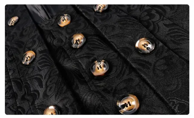 Men's Medieval Jacquard Stand-Collar Long Coat for Cosplay detail 20