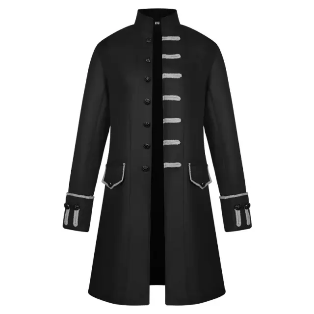 Men's Medieval Jacquard Stand-Collar Long Coat for Cosplay detail 22
