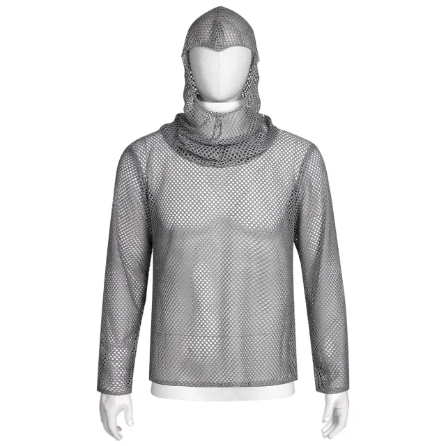 Men's Medieval Knight Hooded Chainmail Cosplay Costume detail 2
