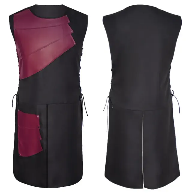 Men's Medieval Knight Leather Vest Cosplay Halloween Costume detail 1