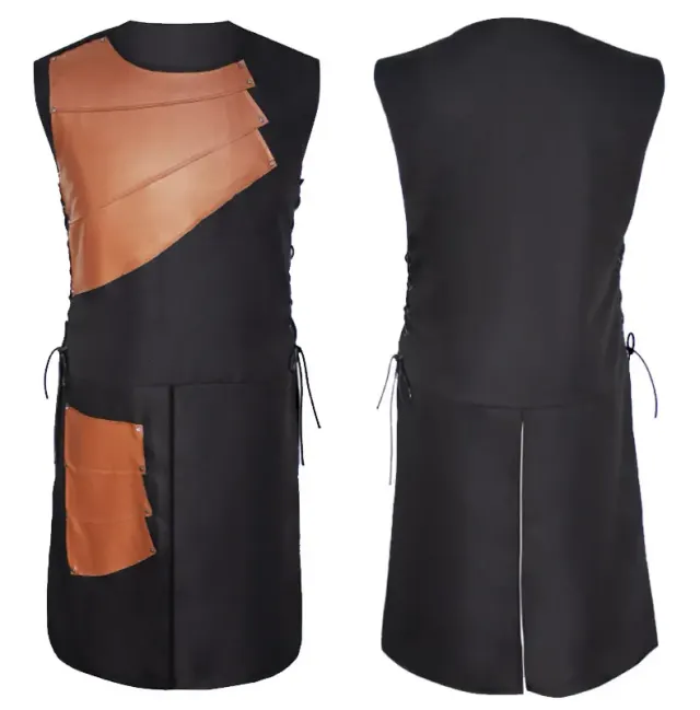 Men's Medieval Knight Leather Vest Cosplay Halloween Costume detail 6