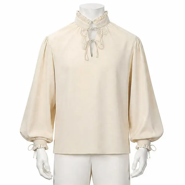 Men's Medieval Lace-Up Puff-Sleeve Pirate Cosplay Shirt detail 1
