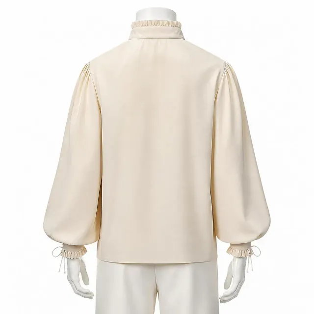 Men's Medieval Lace-Up Puff-Sleeve Pirate Cosplay Shirt detail 2
