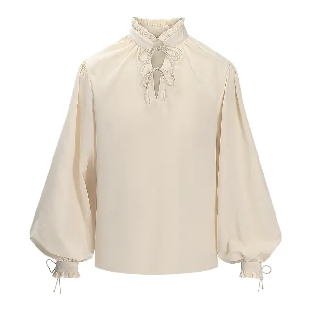 Men's Medieval Lace-Up Puff-Sleeve Pirate Cosplay Shirt detail 3