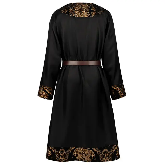 Men's Medieval Pirate Knight Viking Lace-Up Costume Jacket with Belt detail 2