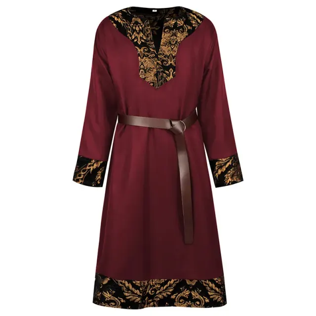 Men's Medieval Pirate Knight Viking Lace-Up Costume Jacket with Belt detail 6