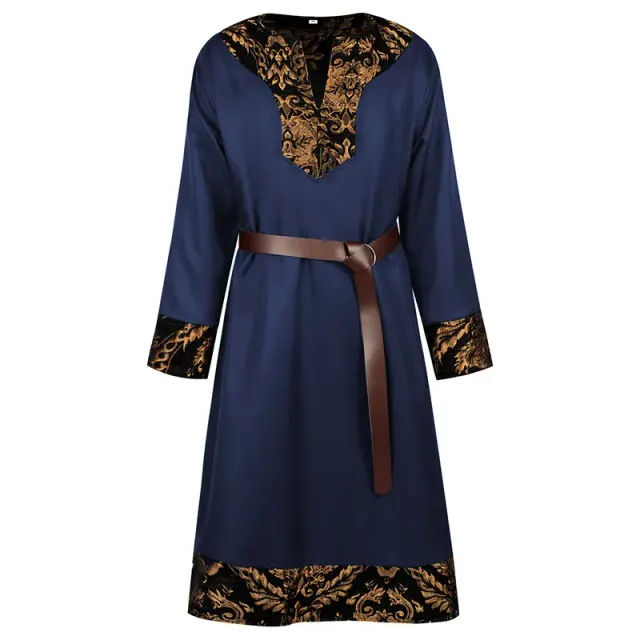 Men's Medieval Pirate Knight Viking Lace-Up Costume Jacket with Belt detail 11