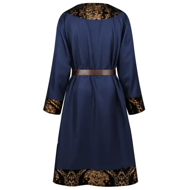 Men's Medieval Pirate Knight Viking Lace-Up Costume Jacket with Belt detail 12