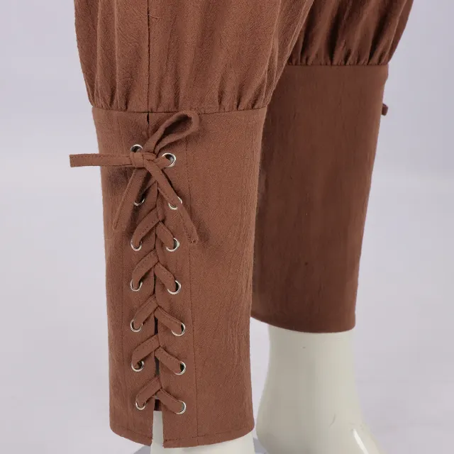 Men's Medieval Pirate Lace-Up Pants for Cosplay detail 6