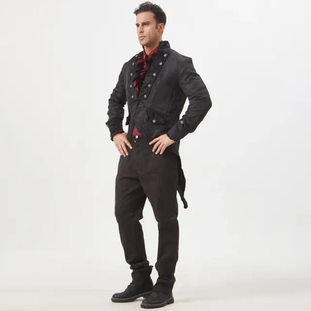 Men's Medieval Punk Cosplay Tailcoat, Shirt & Pants detail 14