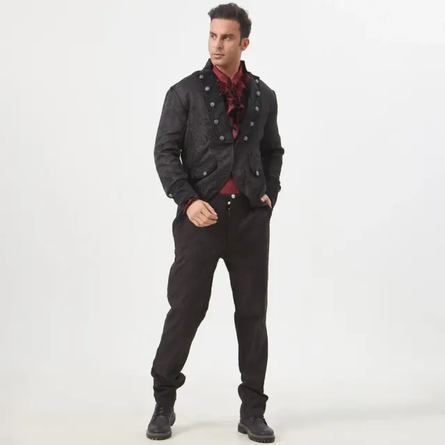 Men's Medieval Punk Cosplay Tailcoat, Shirt & Pants detail 15