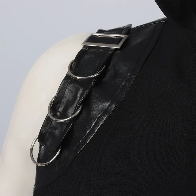 Men's Medieval Punk Sleeveless Hooded Lace-Up Vest detail 6