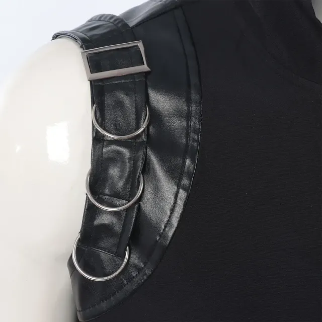 Men's Medieval Punk Sleeveless Hooded Lace-Up Vest detail 7