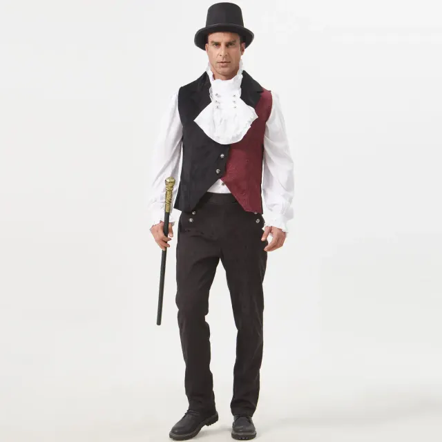 Men's Medieval Punk Vest for Halloween Cosplay Stage Costume detail 11