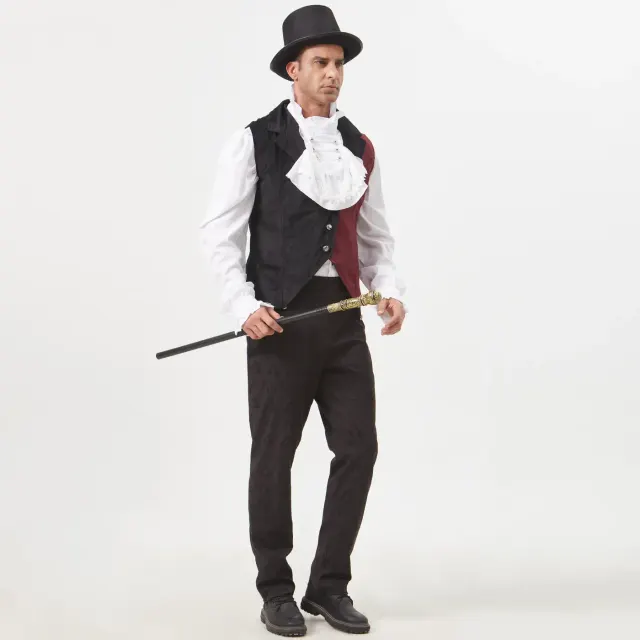 Men's Medieval Punk Vest for Halloween Cosplay Stage Costume detail 14