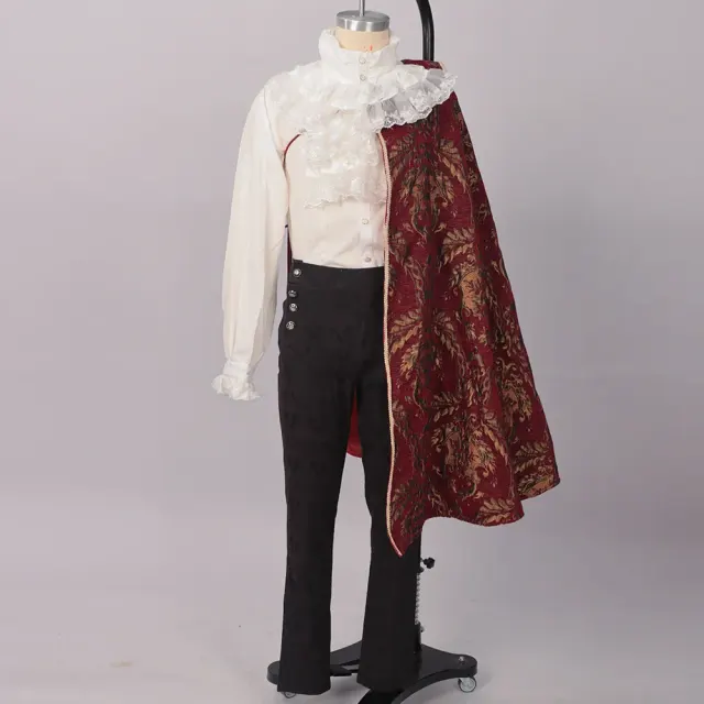 Men's Medieval Renaissance King Court Cape Shirt Cosplay Set detail 2