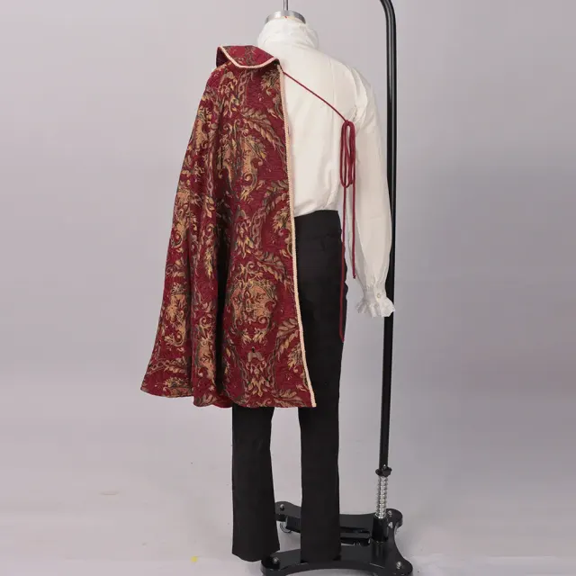 Men's Medieval Renaissance King Court Cape Shirt Cosplay Set detail 3