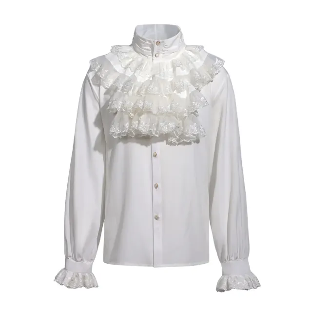 Men's Medieval Renaissance King Court Cape Shirt Cosplay Set detail 14
