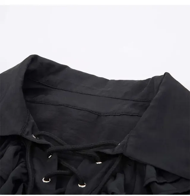 Men's Medieval Ruffled Pirate Shirt for Halloween Cosplay detail 2
