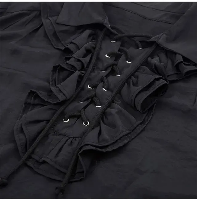 Men's Medieval Ruffled Pirate Shirt for Halloween Cosplay detail 3