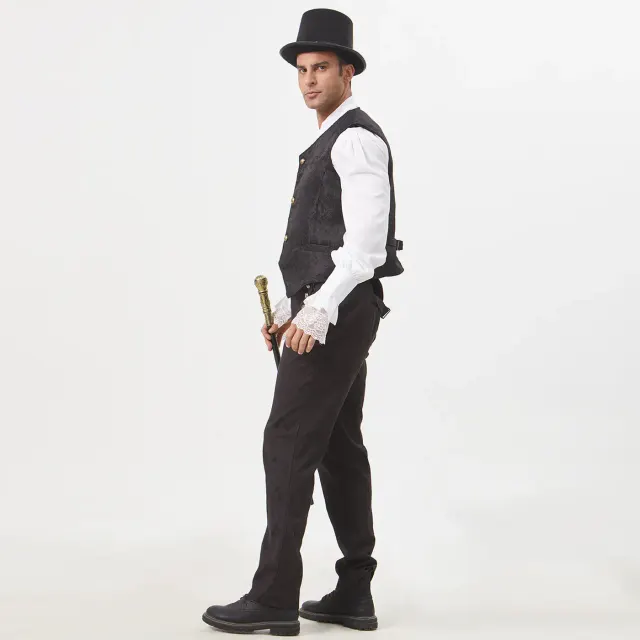 Men's Medieval Short Jacquard Vest Halloween Cosplay Costume detail 5