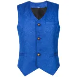 Short Jacquard Vest - Blue