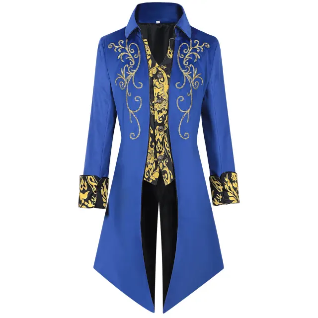 Mittelalterliche Steampunk-Gothic-Frackjacke für Herren für Cosplay Detail 1