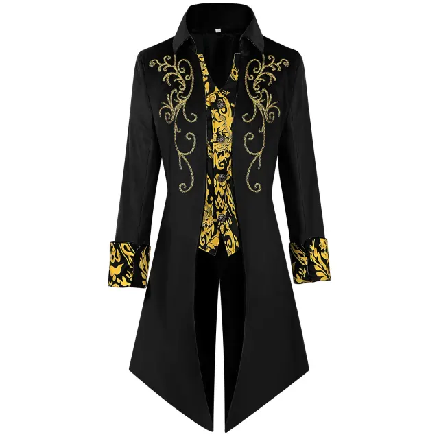Mittelalterliche Steampunk-Gothic-Frackjacke für Herren für Cosplay Detail 7