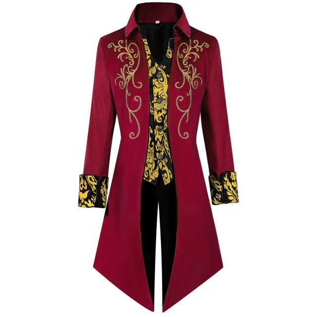 Mittelalterliche Steampunk-Gothic-Frackjacke für Herren für Cosplay Detail 9