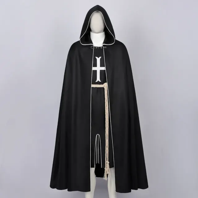 Men's Medieval Templar Cross Cloak Cosplay Stage Costume detail 1