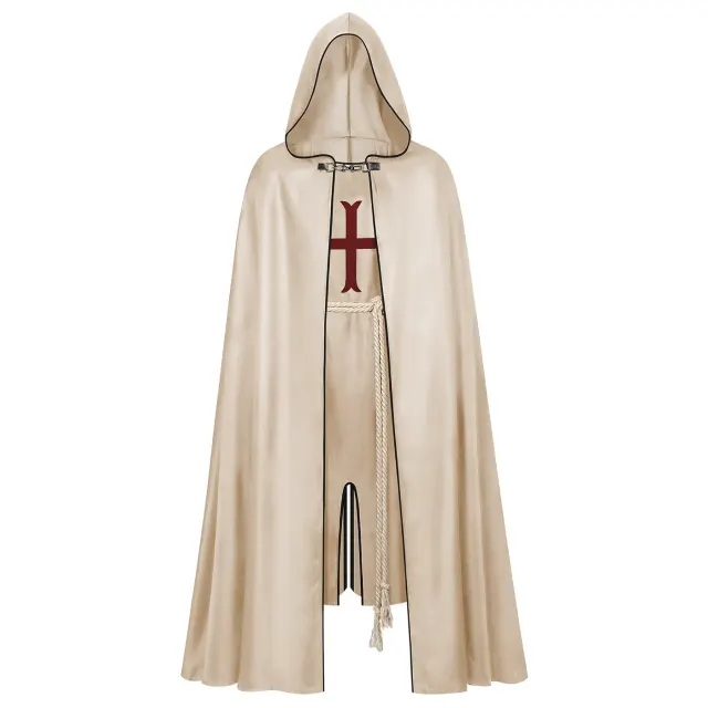 Men's Medieval Templar Cross Cloak Cosplay Stage Costume detail 14