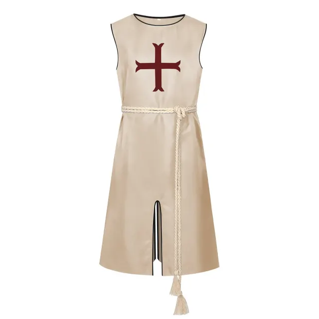 Men's Medieval Templar Cross Cloak Cosplay Stage Costume detail 15