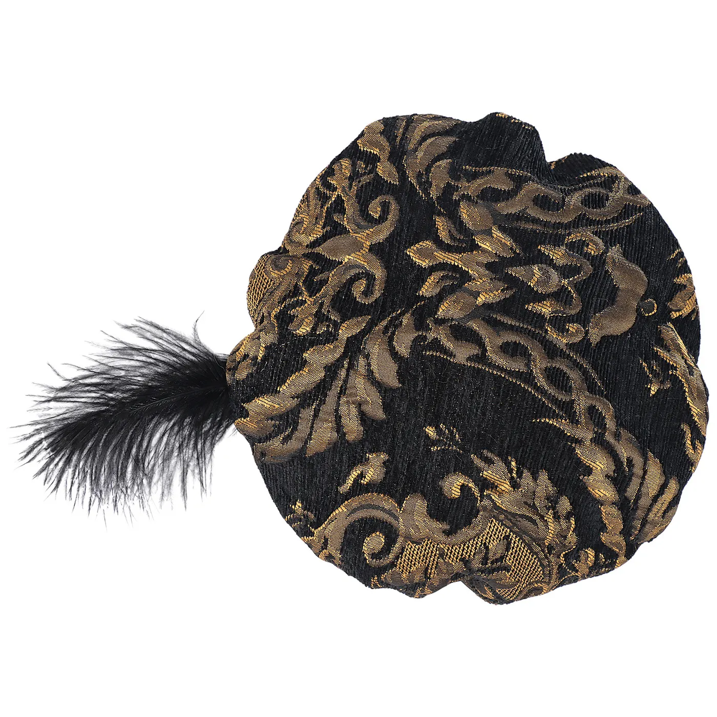 Men's Medieval Tudor Feather Hat Renaissance Cosplay Headwear detail 3