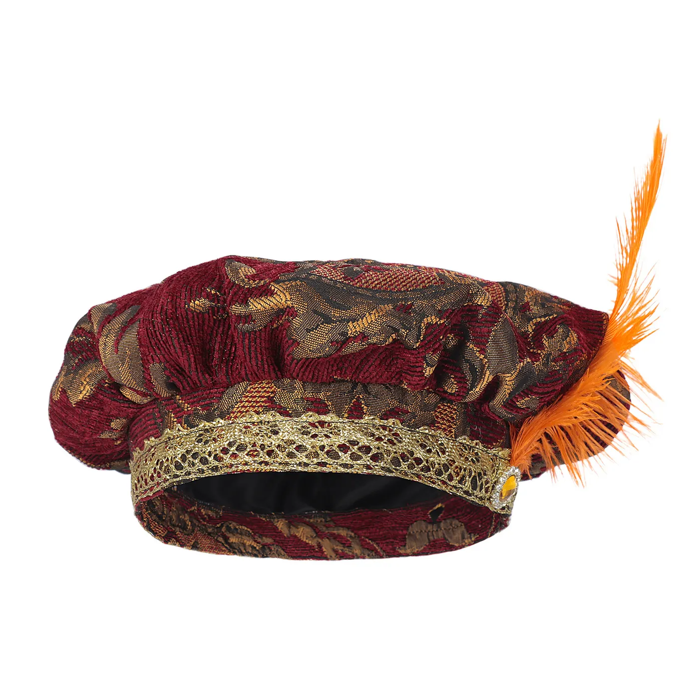 Men's Medieval Tudor Feather Hat Renaissance Cosplay Headwear detail 9