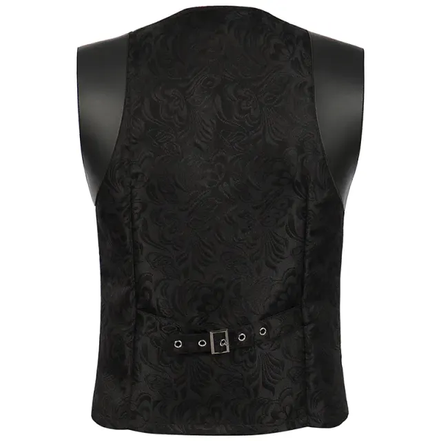 Men's Medieval Vintage Patchwork Vest Halloween Costume detail 3